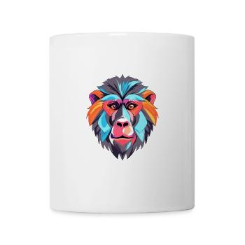Pavian buntes Aquarell Cartoon Kawaii Tier - Tasse - Weiß - Vorne