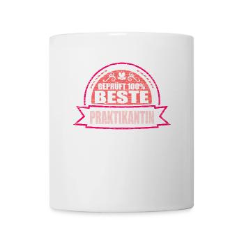 Geprüft 100% Beste Praktikantin - Tasse - Weiß - Vorne