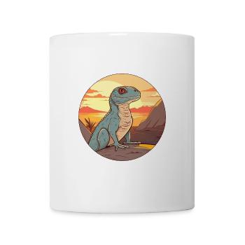 Basilisk Buntes Aquarell Cartoon Kawaii Tier - Tasse - Weiß - Vorne
