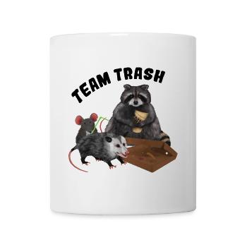 Team Trash - Trash Animals Clique mit Pizzakarton - Tasse - Weiß - Vorne