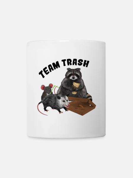 Team Trash - Trash Animals Clique mit Pizzakarton - Tasse - Weiß