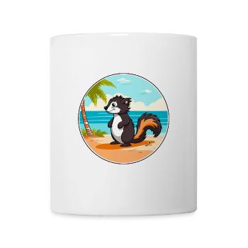 Stinktier-Aquarell-Cartoon-Kawaii-Clipart-Tier - Tasse - Weiß - Vorne