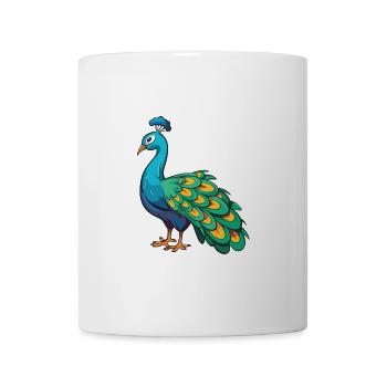 Pfauenkarikatur Kawaii Aquarellillustration - Tasse - Weiß - Vorne