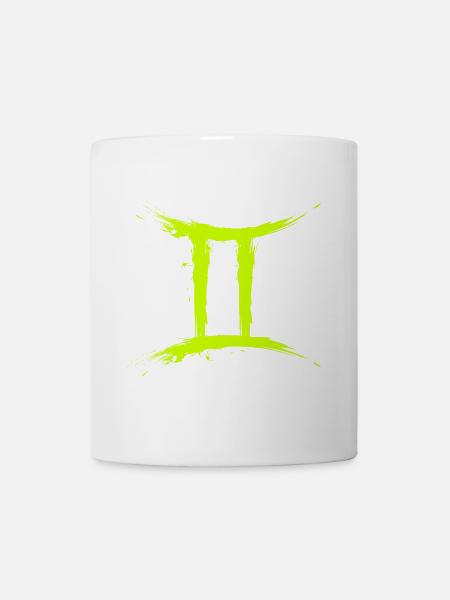Sternzeichen Zwillinge Gelb Gemini Symbol - Tasse - Weiß