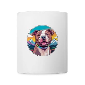 Staffordshire Bullterrier Hunderasse Karikatur Kawai - Tasse - Weiß - Vorne