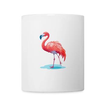 Flamingo Buntes Aquarell Cartoon Kawaii Tier - Tasse - Weiß - Vorne