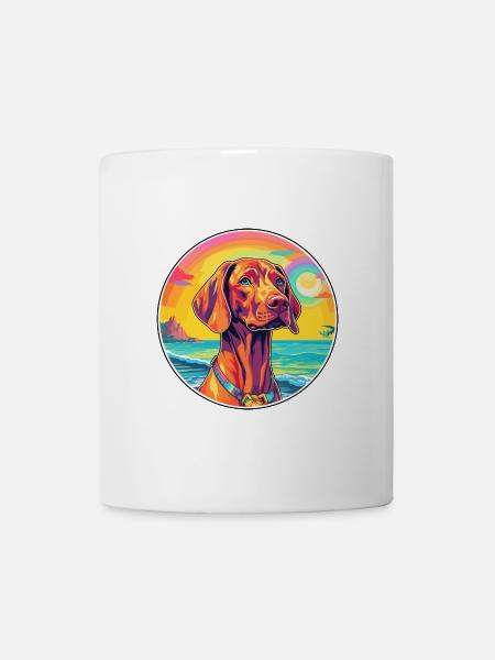 Vizsla Hunderasse buntes Karikatur-Aquarell - Tasse - Weiß