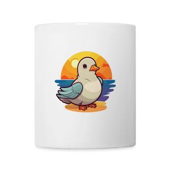Taube, lustige Cartoon-Kawaii-Strand-Illustration - Tasse - Weiß - Vorne