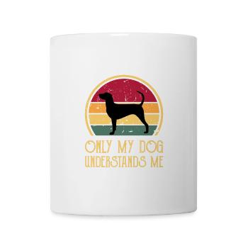 Dunker Hundeliebhaber Silhouette Vintage Sonnenuntergang - Tasse - Weiß - Vorne