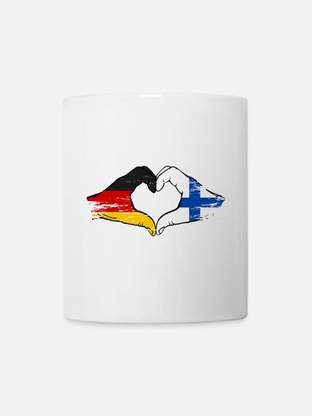 Deutschland Finnland Flagge Hände Herzform used - Tasse - Weiß
