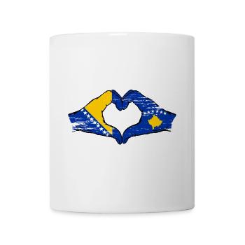 Bosnien Kosovo Flagge Hände Herzform used - Tasse - Weiß - Vorne