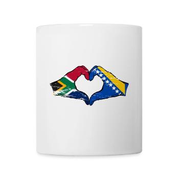 Südafrika Bosnien Flagge Hände Herzform used - Tasse - Weiß - Vorne