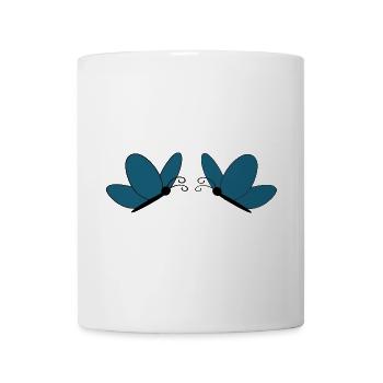 Blaue Schmetterlinge Natur Geschenk Damen  - Tasse - Weiß - Vorne