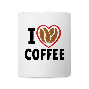 Slogan Liebe Kaffee, ich liebe Kaffee. Herz - Tasse - Weiß - Vorne