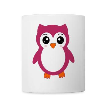 Eule, Rosa Eule - Tasse - Weiß - Vorne