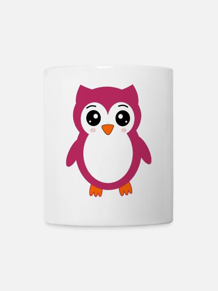 Eule, Rosa Eule - Tasse - Weiß