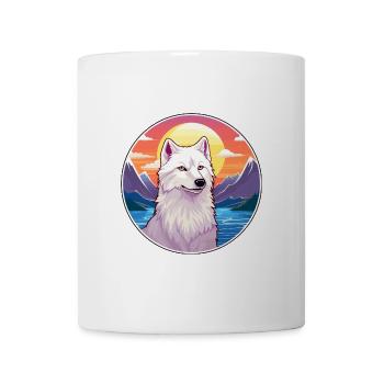 Arktischer Wolf Bunte Aquarell-Karikatur Kawaii Haustier - Tasse - Weiß - Vorne