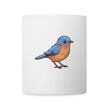 Östliche Blauvogel-Karikatur-Kawaii-Illustration - Tasse - Weiß - Vorne