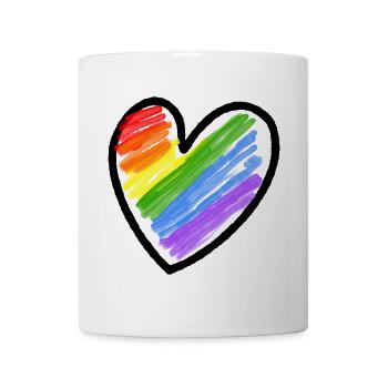 Regenbogenfahne LGBTQ Herz - Tasse - Weiß - Vorne