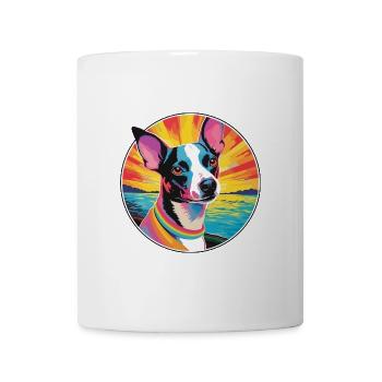 Decker Ratte Terrier Hunderasse Bunte Karikatur Wate - Tasse - Weiß - Vorne