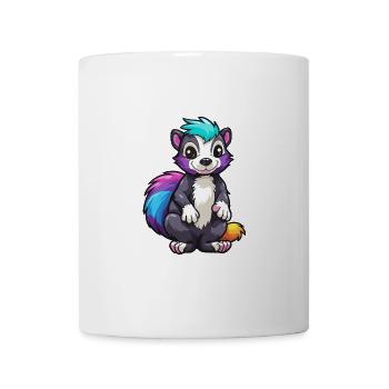Stinktier buntes Aquarell Cartoon Kawaii Tier - Tasse - Weiß - Vorne