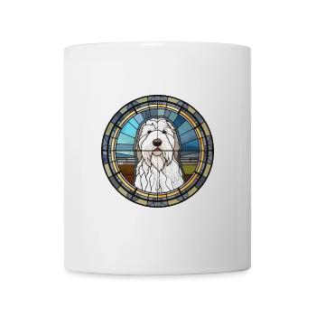 Alter englischer Schäferhund Hunderasse Buntglasfarbe - Tasse - Weiß - Vorne
