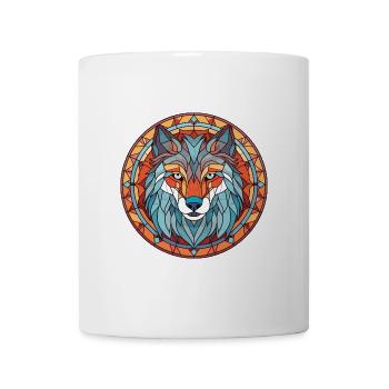 Wolf, Buntes, Aquarell, Tier, Haustier, Illustration - Tasse - Weiß - Vorne