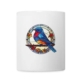 Blauer Vogel Bunte Aquarell-Tierillustration - Tasse - Weiß - Vorne