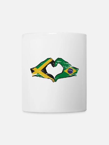 Jamaika Brasilien Hände Herzform used - Tasse - Weiß