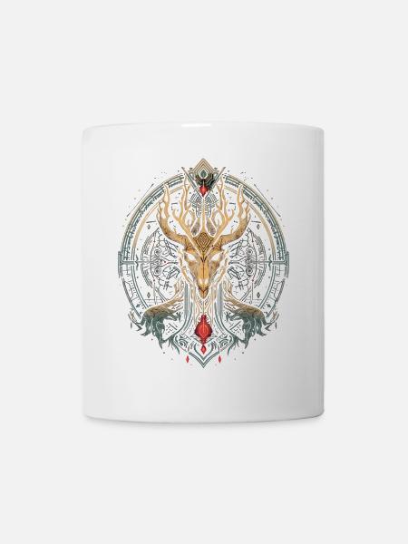 Geweih-Mandala des Waldgeistes - Tasse - Weiß