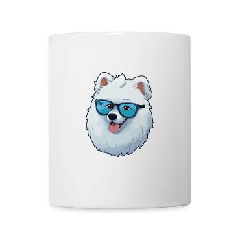 Samojede Hunderasse Aquarell Karikatur Kawaii Brille - Tasse - Weiß - Vorne