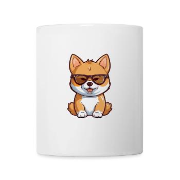 Shiba Inu Hunderasse Aquarell Karikatur Kawaii Glas - Tasse - Weiß - Vorne