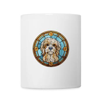 Lowchen Kleiner Löwe Hund Rasse Buntglas Farbe - Tasse - Weiß - Vorne