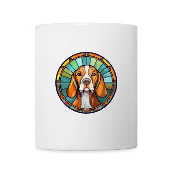 Deutsche Bracke Hunderasse Buntglas Bunt W - Tasse - Weiß - Vorne