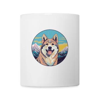 Shikoku Hunderasse Cartoon Kawaii Aquarell - Tasse - Weiß - Vorne