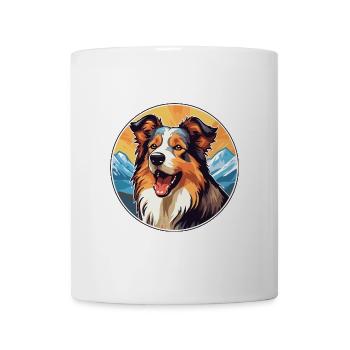 Scotch Collie Hunderasse Cartoon Kawaii Aquarell - Tasse - Weiß - Vorne