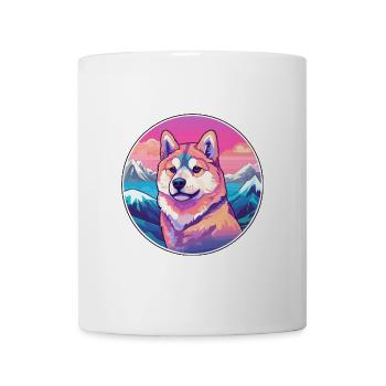 Shikoku Hunderasse Cartoon Kawaii Aquarell - Tasse - Weiß - Vorne