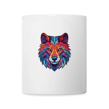 Wolf buntes Aquarell Tier Haustier Illustration - Tasse - Weiß - Vorne