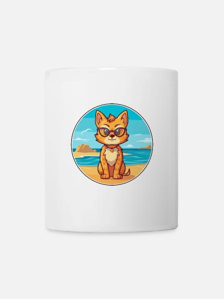 Luchs Aquarell Cartoon Kawaii Clipart Tier - Tasse - Weiß