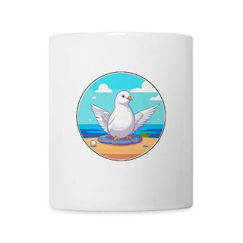 Taube Cartoon Yoga Strand Sommer Illustration - Tasse - Weiß - Vorne
