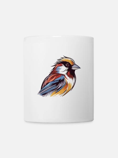 Sperling Buntes Aquarell Cartoon Kawaii Tier - Tasse - Weiß