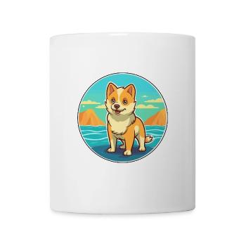 Shikoku Hund Rasse Cartoon Kawaii Clipart Hund Haustier - Tasse - Weiß - Vorne