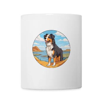 Englisch Schäferhund Rasse Cartoon Kawaii Clipart - Tasse - Weiß - Vorne