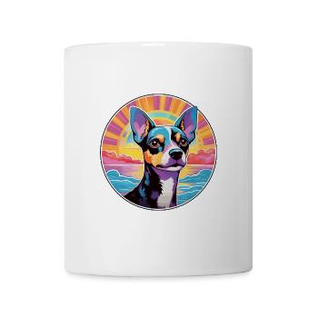 Rattenterrier Hunderasse bunte Karikatur Aquarell - Tasse - Weiß - Vorne
