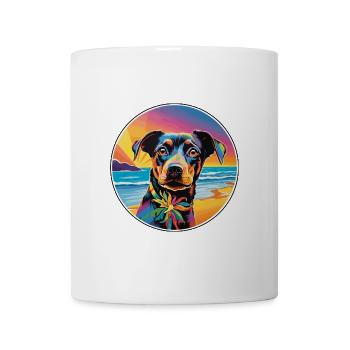 Mallorca Ratter Hund Rasse Bunte Karikatur Watercol - Tasse - Weiß - Vorne