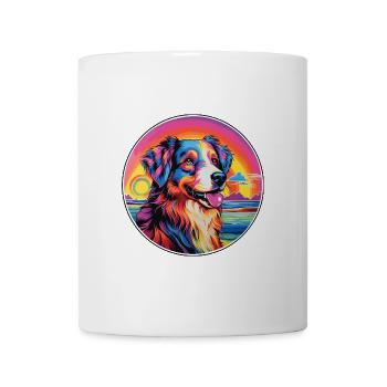 Englischer Schäferhund Rasse Bunte Karikatur Wasserc - Tasse - Weiß - Vorne