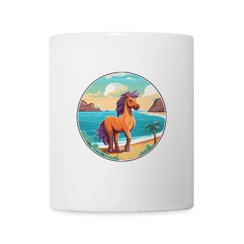 Pony Aquarell Cartoon Kawaii Clipart Tier - Tasse - Weiß - Vorne