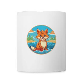 Fuchs Aquarell Cartoon Kawaii Clipart Tier - Tasse - Weiß - Vorne