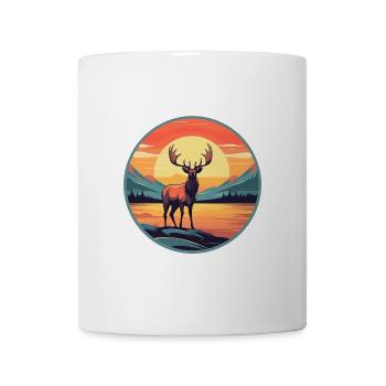 Wapiti Buntes Aquarell Cartoon Kawaii Tier - Tasse - Weiß - Vorne