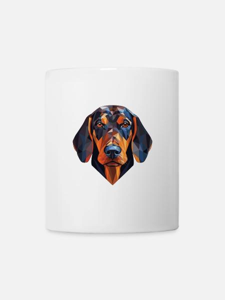 Amerikanischer schwarz-brauner Coonhound-Hund Aquarell - Tasse - Weiß